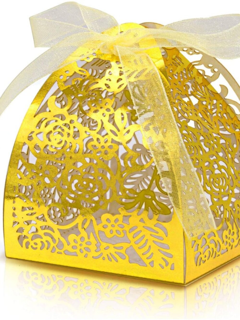 Pack of 70 Laser Cut Rose Candy Boxes, Favor Boxes 2.5"x 2.5"x 3.1", Gift Boxes